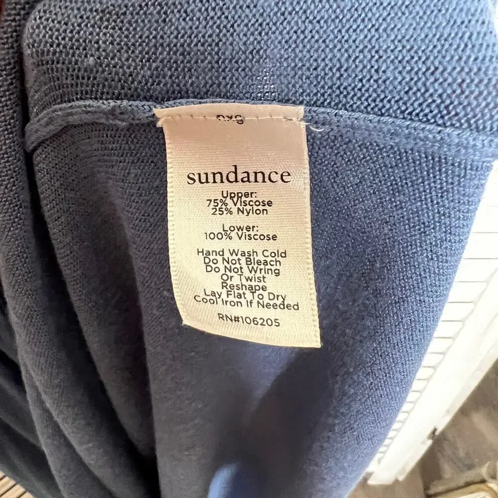 SUNDANCE Nature's Hue High Neck Ruffle Sleeve Midi Dress Blue Medium - Picture 11 of 14